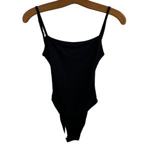 Adika Bodysuit Womens XS Square Neck Adjustable Spaghetti Strap Black NEW